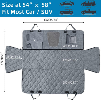 Backseat Dog Cover for Car - Dog Seat Cover - Dog Hammock for Car, Rear Seat Covers for Dogs Seat Covers for Cars Back Seat Scratch-Proof Nonslip Mesh Sections Window, SUV