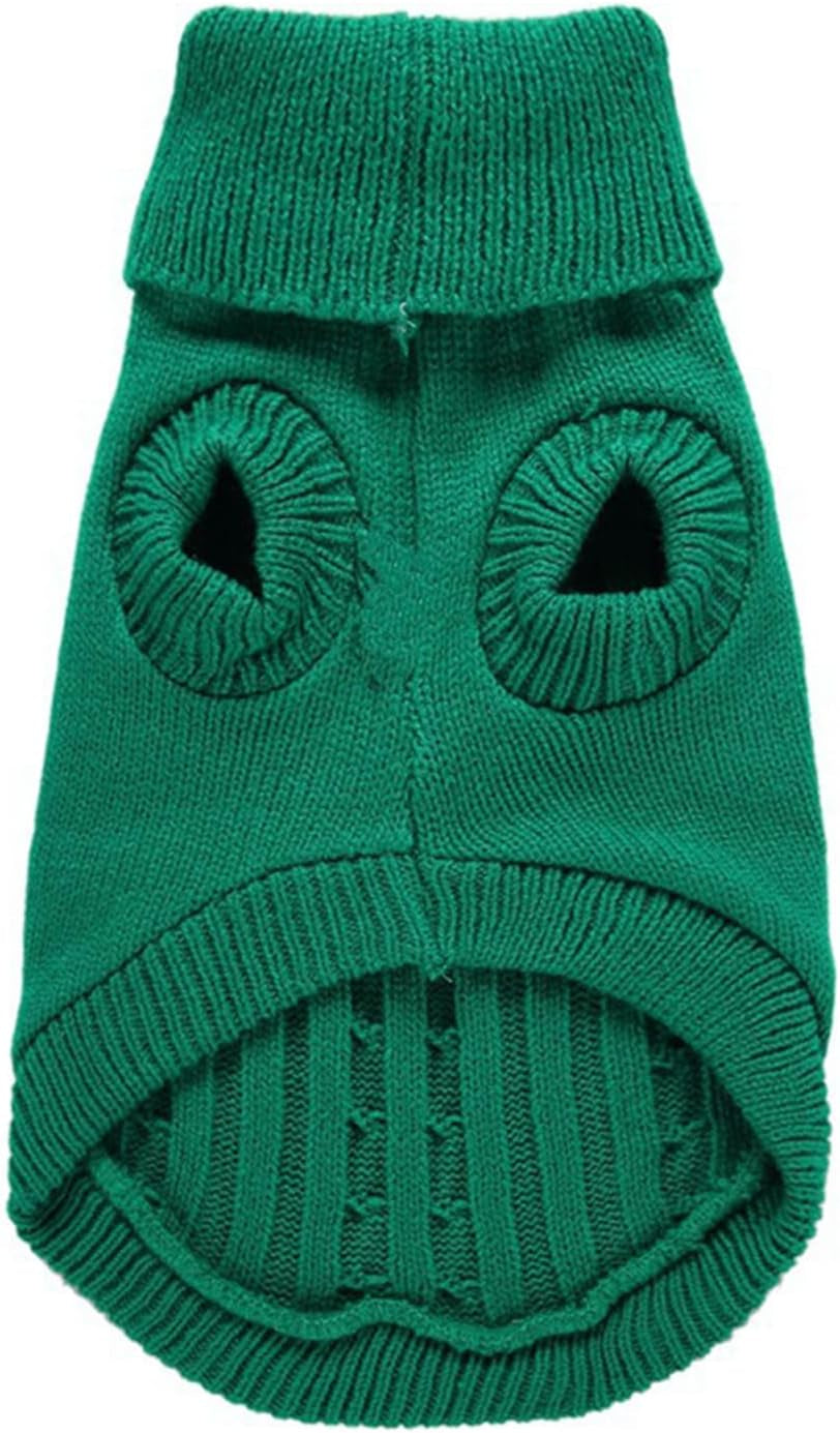 Small Dog Sweaters Knitted Pet Cat Warm Dog Sweatshirt Winter Clothes Kitten Puppy Sweater (Xx-Small, Green)